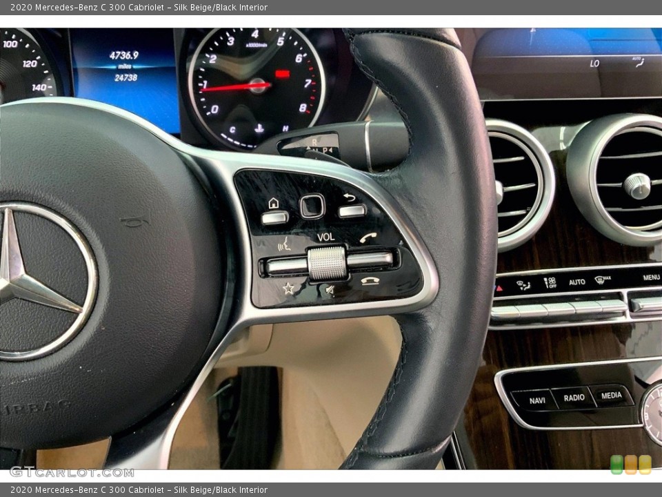 Silk Beige/Black Interior Steering Wheel for the 2020 Mercedes-Benz C 300 Cabriolet #146529438