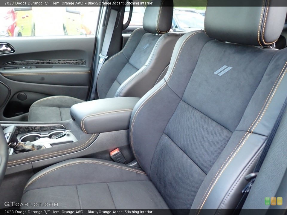 Black/Orange Accent Stitching Interior Front Seat for the 2023 Dodge Durango R/T Hemi Orange AWD #146535080