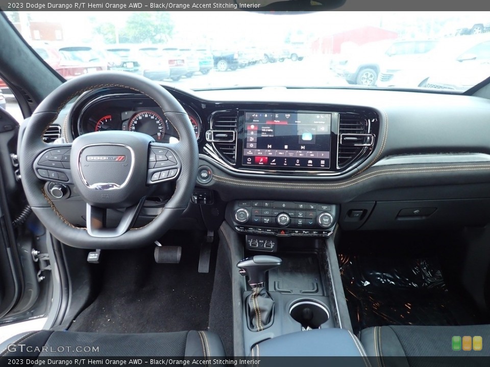 Black/Orange Accent Stitching Interior Dashboard for the 2023 Dodge Durango R/T Hemi Orange AWD #146535128