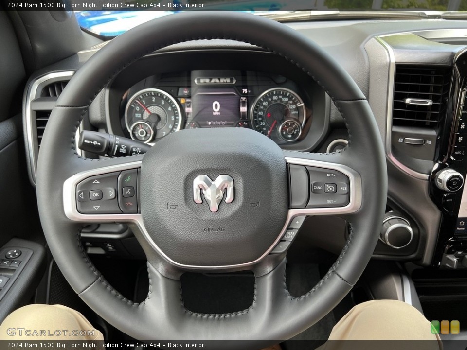 Black Interior Steering Wheel for the 2024 Ram 1500 Big Horn Night Edition Crew Cab 4x4 #146559995