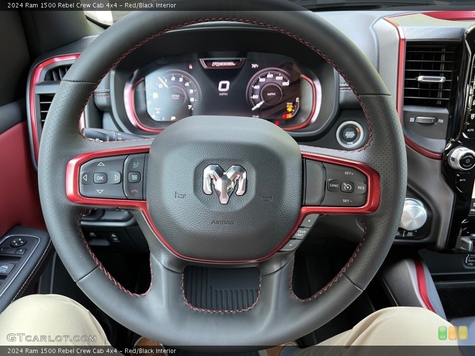 Red/Black Interior Steering Wheel for the 2024 Ram 1500 Rebel Crew Cab 4x4 #146560304