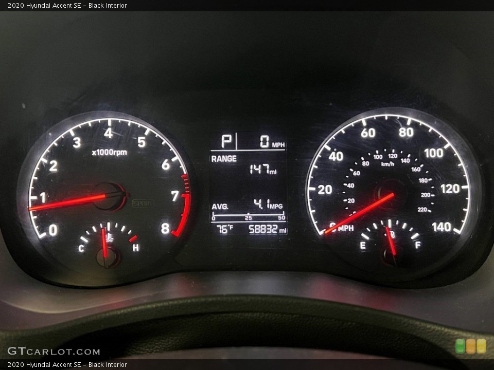 Black Interior Gauges for the 2020 Hyundai Accent SE #146589589