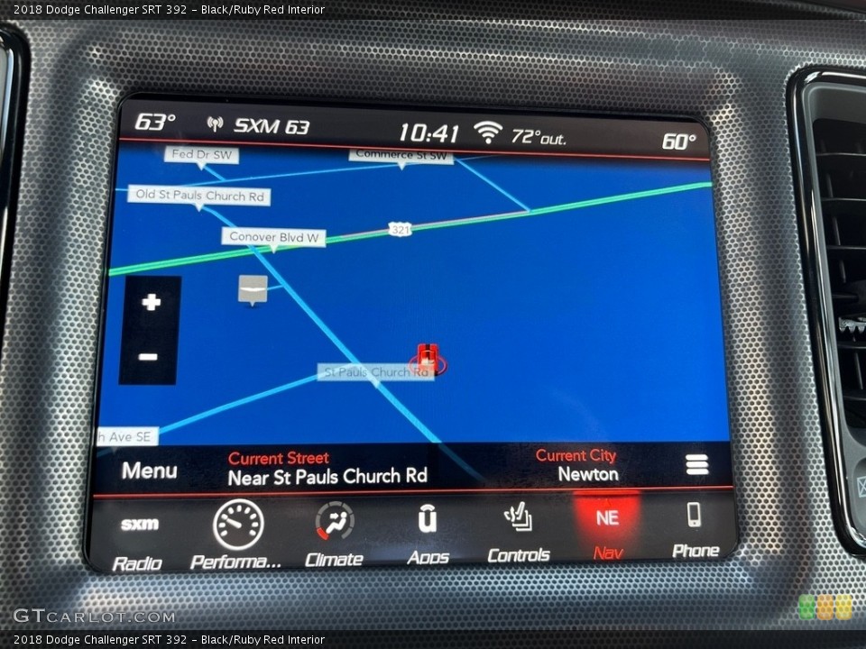 Black/Ruby Red Interior Navigation for the 2018 Dodge Challenger SRT 392 #146590724
