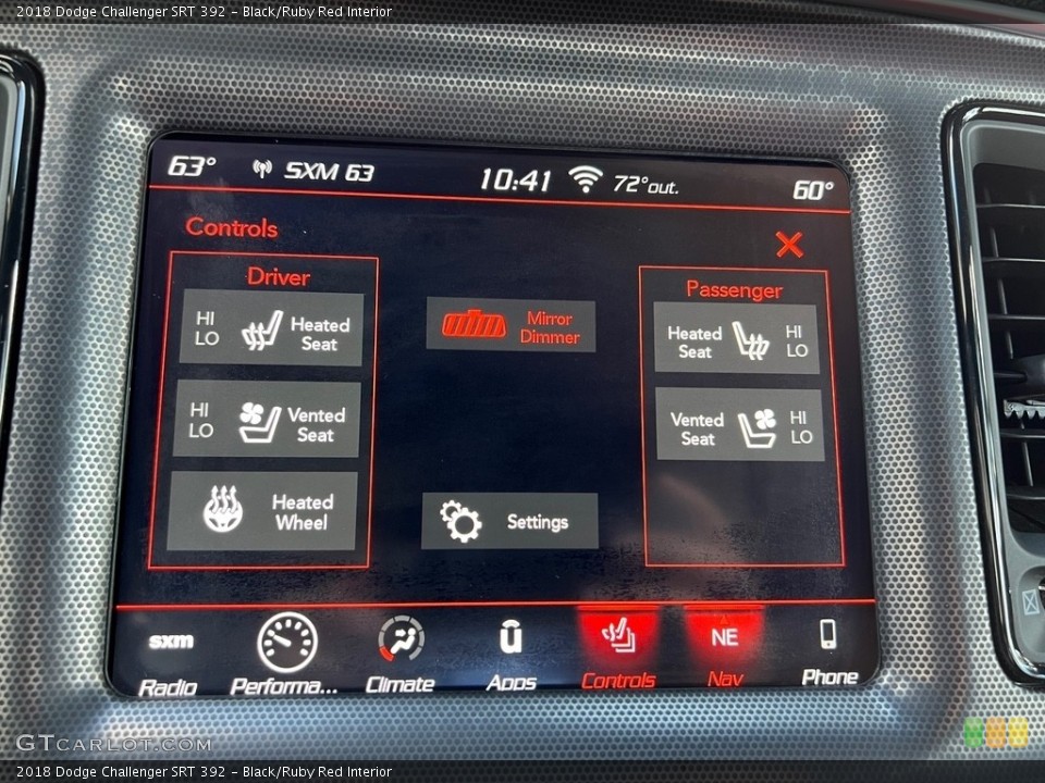 Black/Ruby Red Interior Controls for the 2018 Dodge Challenger SRT 392 #146590739