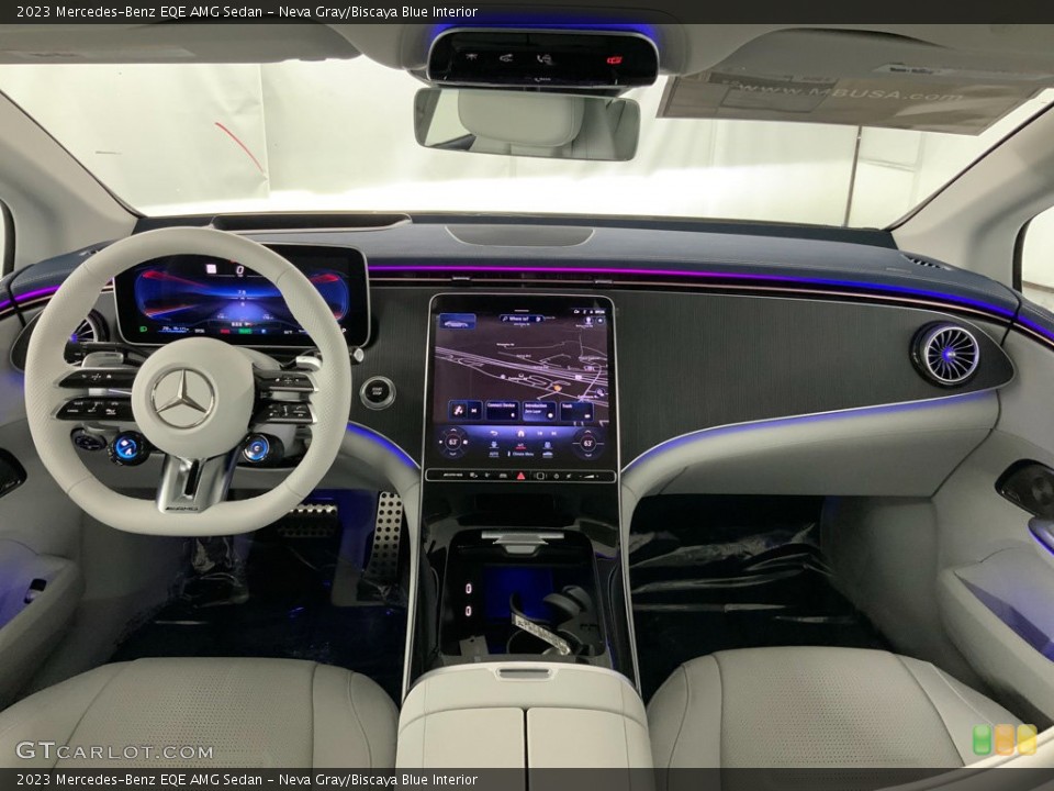Neva Gray/Biscaya Blue Interior Front Seat for the 2023 Mercedes-Benz EQE AMG Sedan #146593172