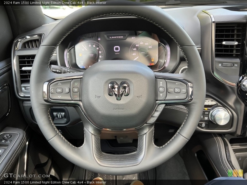 Black Interior Steering Wheel for the 2024 Ram 1500 Limited Night Edition Crew Cab 4x4 #146593472