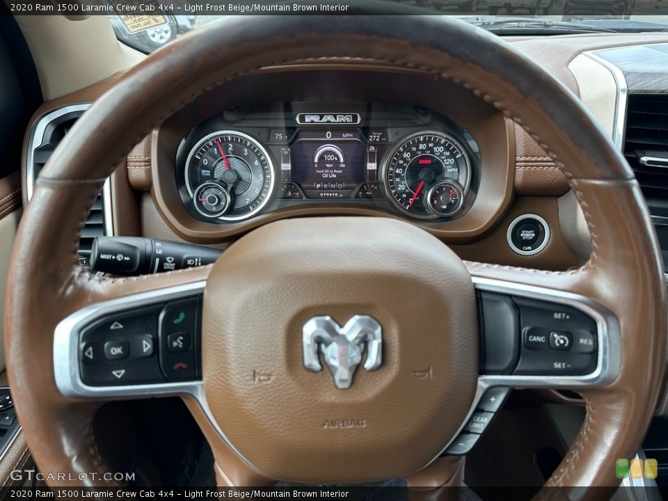 Light Frost Beige/Mountain Brown Interior Steering Wheel for the 2020 Ram 1500 Laramie Crew Cab 4x4 #146596214