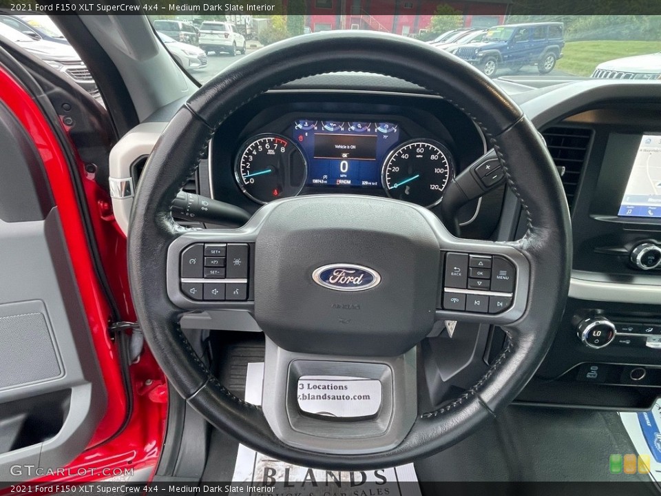 Medium Dark Slate Interior Steering Wheel for the 2021 Ford F150 XLT SuperCrew 4x4 #146598749