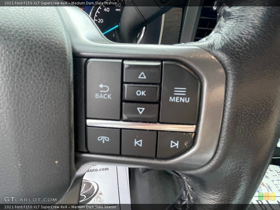 Medium Dark Slate Interior Steering Wheel for the 2021 Ford F150 XLT SuperCrew 4x4 #146598785