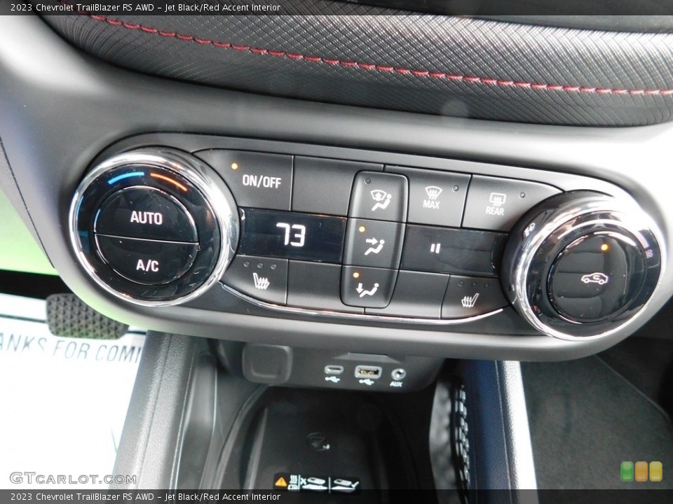 Jet Black/Red Accent Interior Controls for the 2023 Chevrolet TrailBlazer RS AWD #146604778