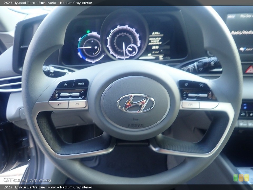 Medium Gray Interior Steering Wheel for the 2023 Hyundai Elantra Blue Hybrid #146609919