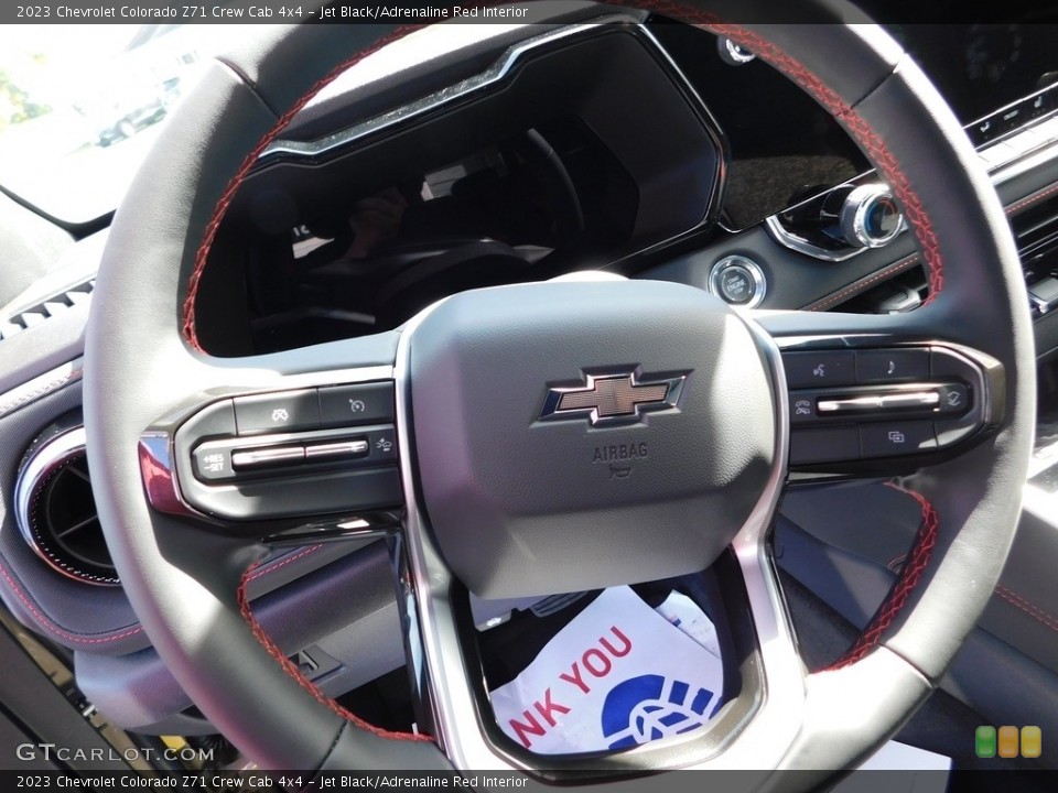 Jet Black/Adrenaline Red Interior Steering Wheel for the 2023 Chevrolet Colorado Z71 Crew Cab 4x4 #146615380