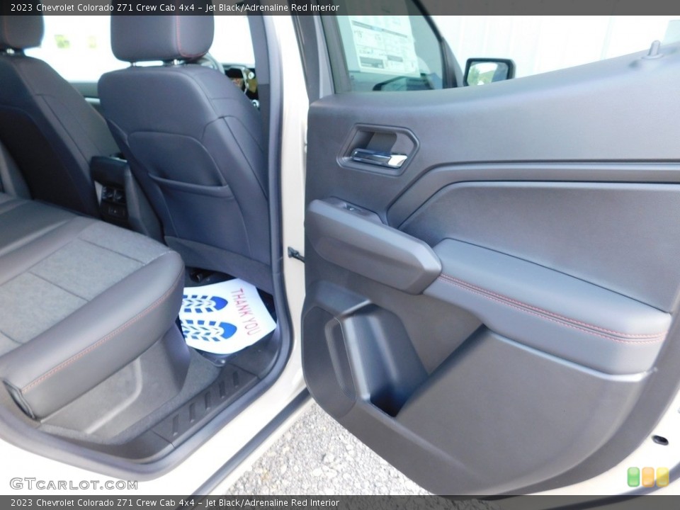 Jet Black/Adrenaline Red Interior Door Panel for the 2023 Chevrolet Colorado Z71 Crew Cab 4x4 #146615870