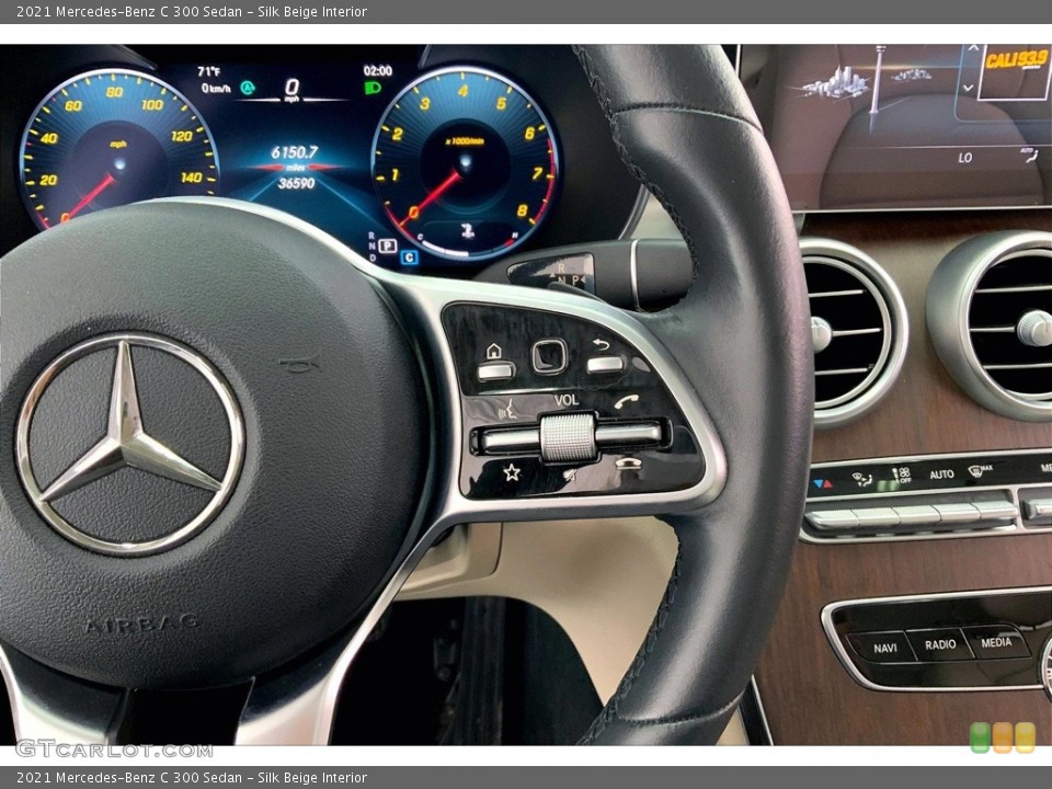 Silk Beige Interior Steering Wheel for the 2021 Mercedes-Benz C 300 Sedan #146623508