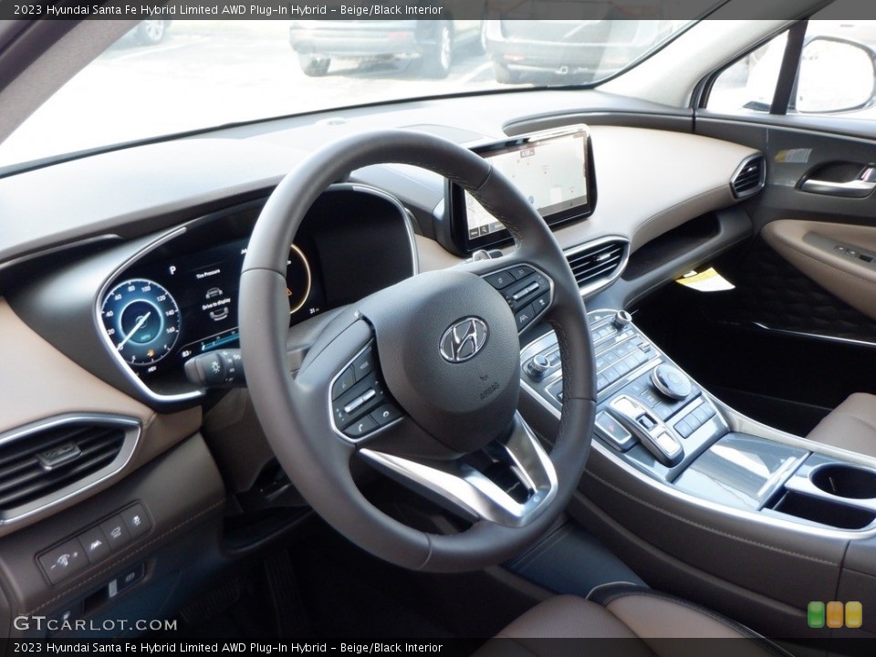 Beige/Black Interior Dashboard for the 2023 Hyundai Santa Fe Hybrid Limited AWD Plug-In Hybrid #146627056
