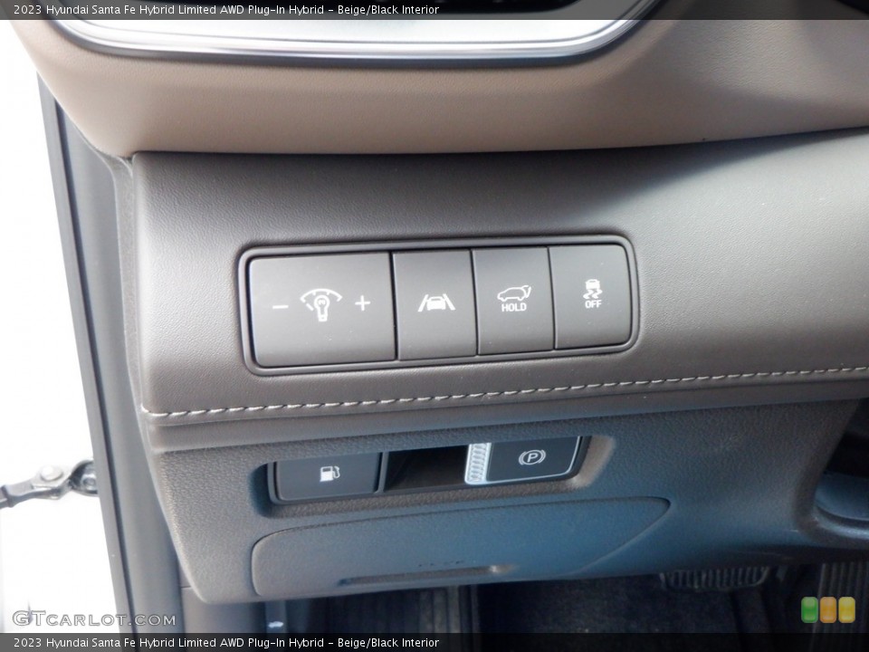 Beige/Black Interior Controls for the 2023 Hyundai Santa Fe Hybrid Limited AWD Plug-In Hybrid #146627082