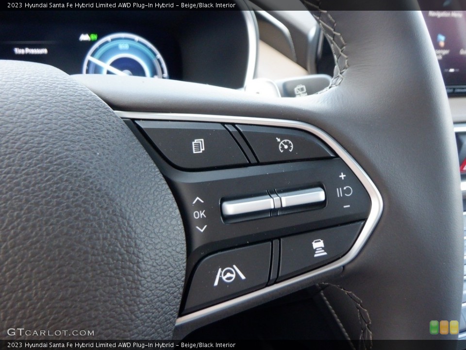 Beige/Black Interior Steering Wheel for the 2023 Hyundai Santa Fe Hybrid Limited AWD Plug-In Hybrid #146627366