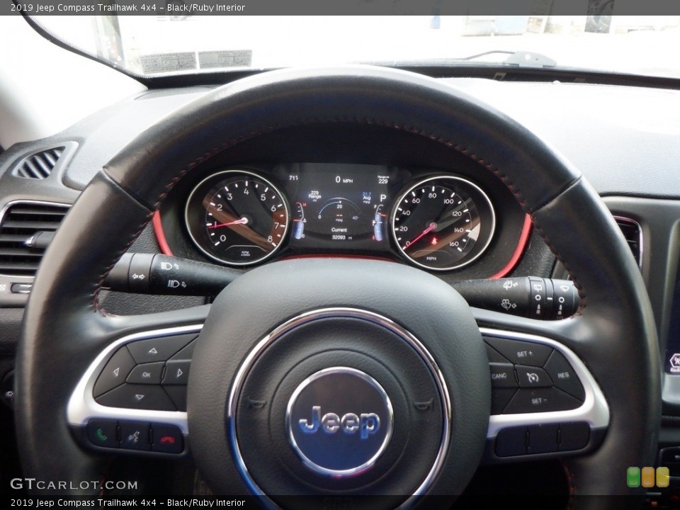 Black/Ruby Interior Steering Wheel for the 2019 Jeep Compass Trailhawk 4x4 #146633062
