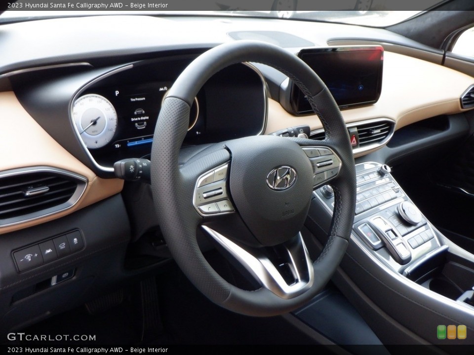 Beige Interior Dashboard for the 2023 Hyundai Santa Fe Calligraphy AWD #146635072