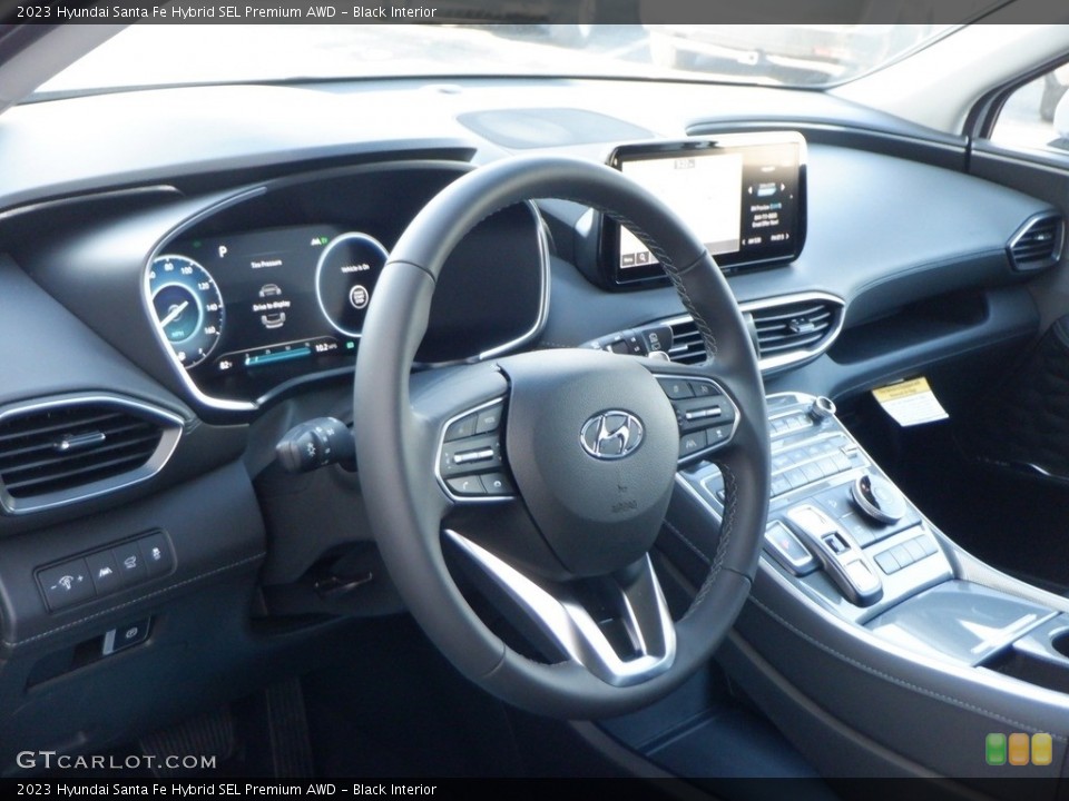 Black Interior Dashboard for the 2023 Hyundai Santa Fe Hybrid SEL Premium AWD #146639377