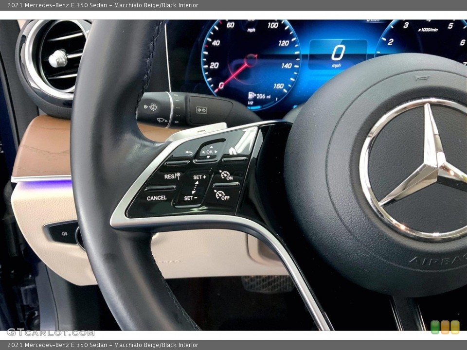 Macchiato Beige/Black Interior Steering Wheel for the 2021 Mercedes-Benz E 350 Sedan #146640481