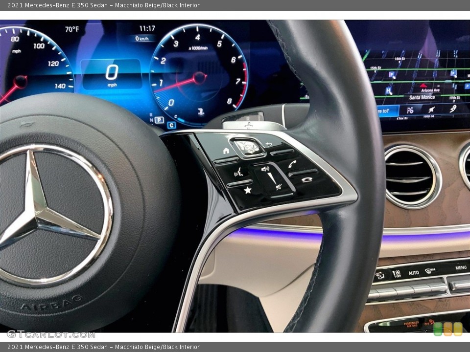 Macchiato Beige/Black Interior Steering Wheel for the 2021 Mercedes-Benz E 350 Sedan #146640502