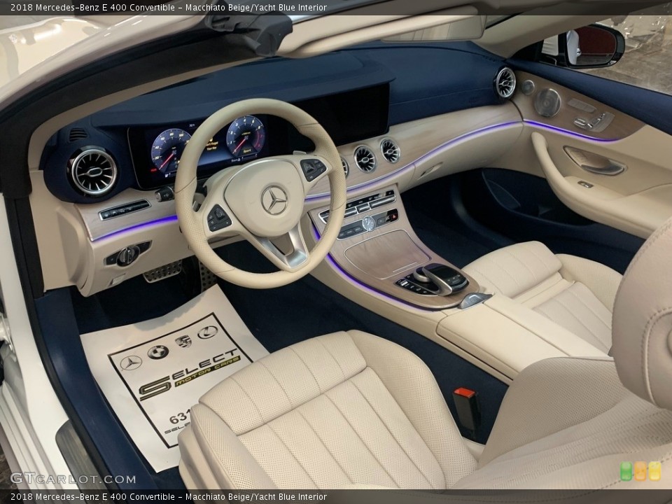 Macchiato Beige/Yacht Blue Interior Prime Interior for the 2018 Mercedes-Benz E 400 Convertible #146643919