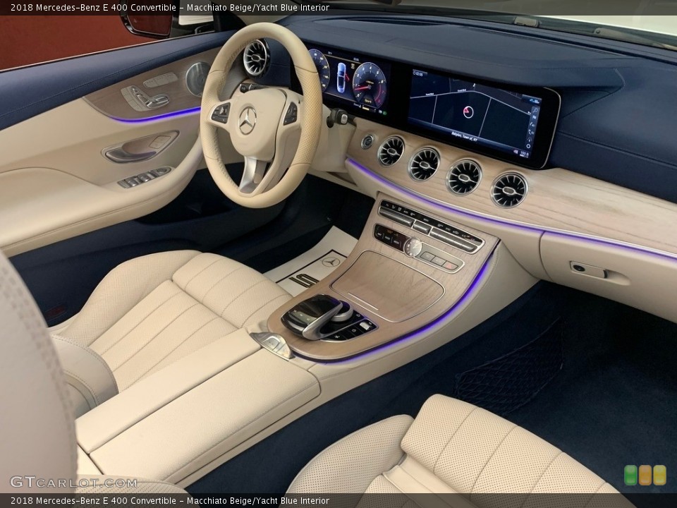 Macchiato Beige/Yacht Blue Interior Photo for the 2018 Mercedes-Benz E 400 Convertible #146643928