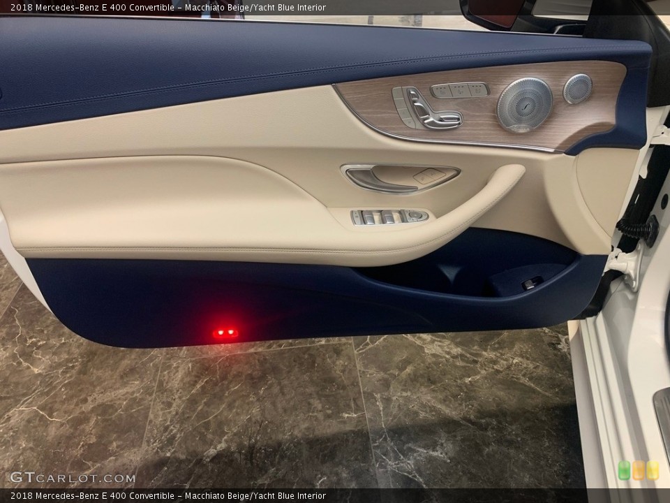 Macchiato Beige/Yacht Blue Interior Door Panel for the 2018 Mercedes-Benz E 400 Convertible #146643937