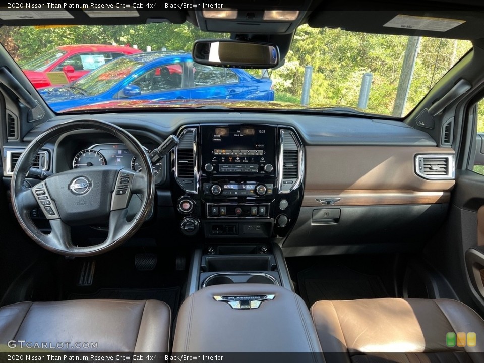 Black/Brown Interior Dashboard for the 2020 Nissan Titan Platinum Reserve Crew Cab 4x4 #146645714