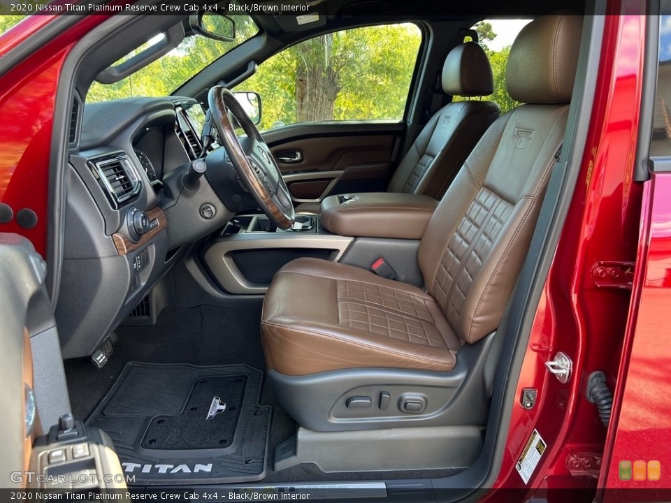 Black/Brown Interior Photo for the 2020 Nissan Titan Platinum Reserve Crew Cab 4x4 #146645737