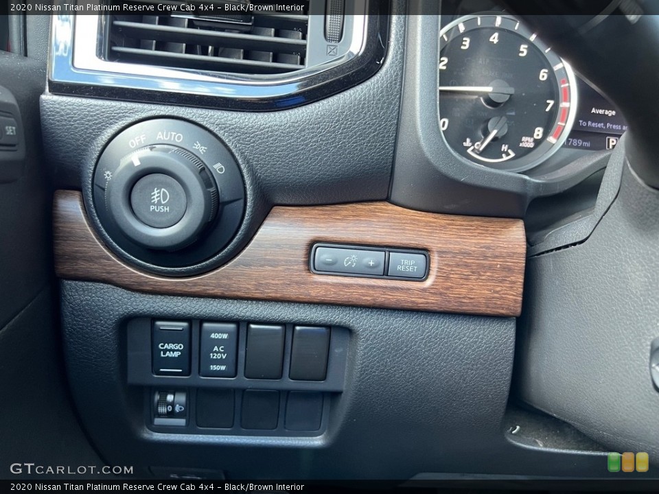 Black/Brown Interior Controls for the 2020 Nissan Titan Platinum Reserve Crew Cab 4x4 #146645930