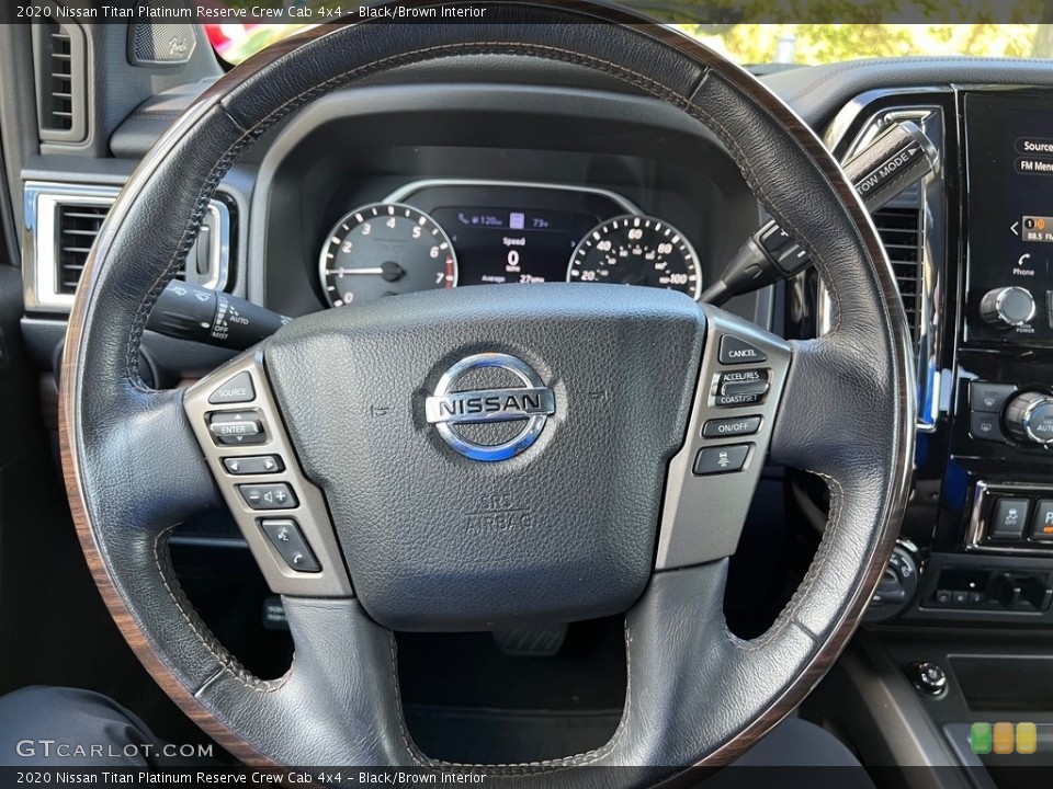 Black/Brown Interior Steering Wheel for the 2020 Nissan Titan Platinum Reserve Crew Cab 4x4 #146645957