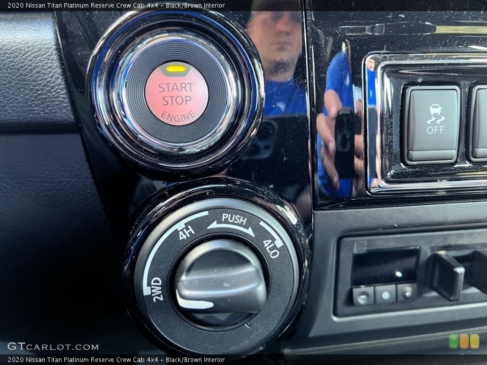 Black/Brown Interior Controls for the 2020 Nissan Titan Platinum Reserve Crew Cab 4x4 #146646113