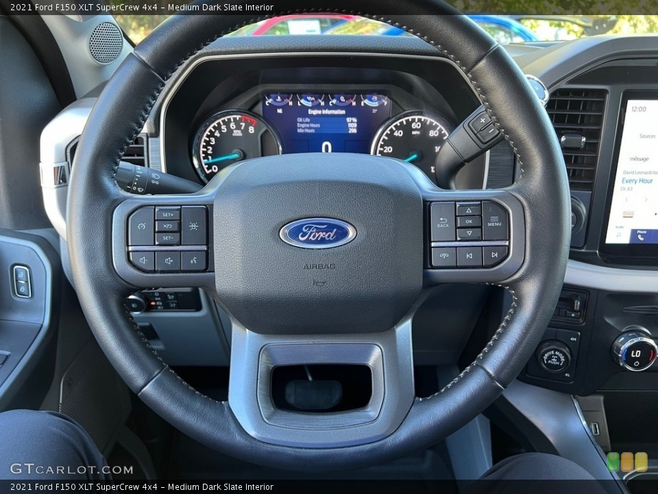 Medium Dark Slate Interior Steering Wheel for the 2021 Ford F150 XLT SuperCrew 4x4 #146646693