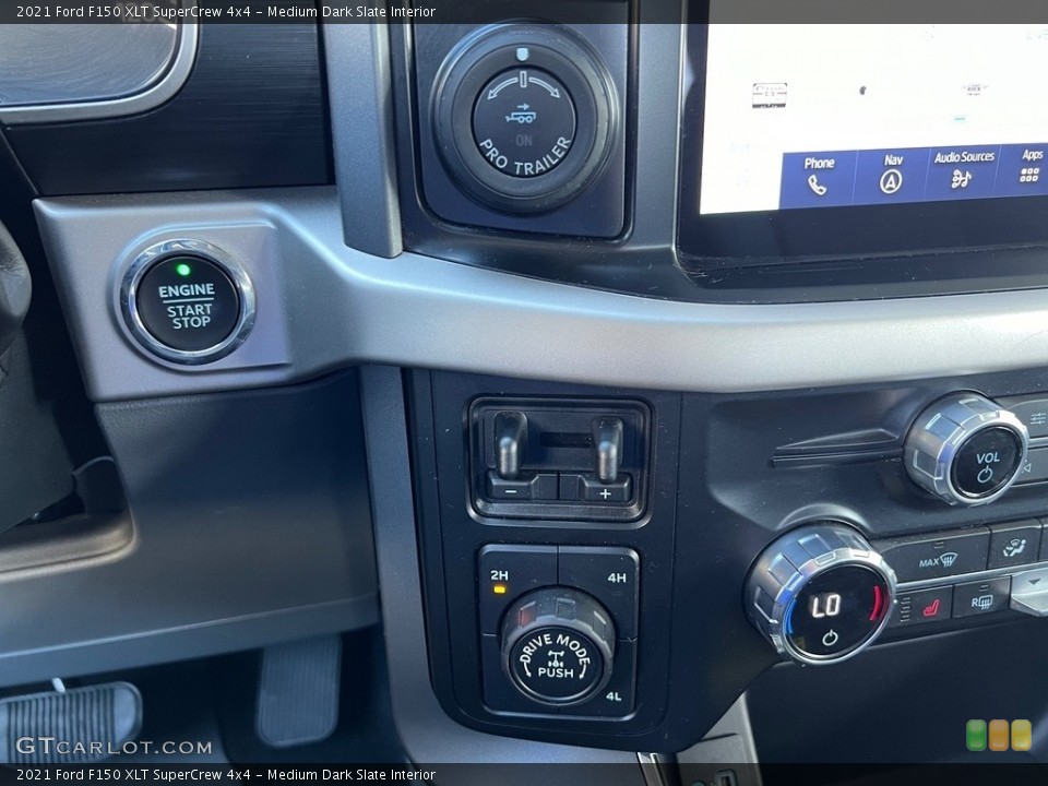 Medium Dark Slate Interior Controls for the 2021 Ford F150 XLT SuperCrew 4x4 #146646734