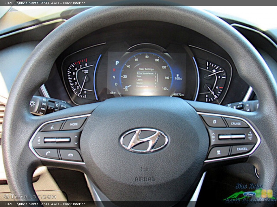 Black Interior Steering Wheel for the 2020 Hyundai Santa Fe SEL AWD #146648402