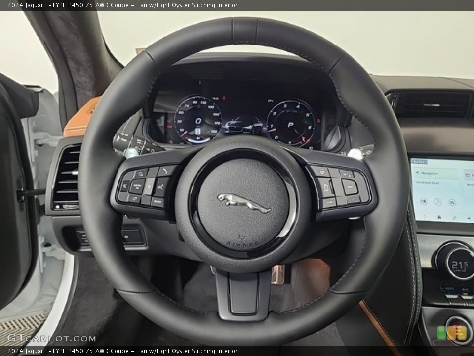 Tan w/Light Oyster Stitching Interior Steering Wheel for the 2024 Jaguar F-TYPE P450 75 AWD Coupe #146653658