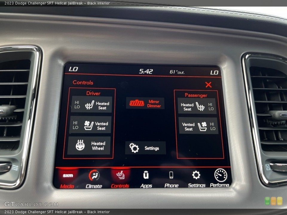 Black Interior Controls for the 2023 Dodge Challenger SRT Hellcat JailBreak #146655673