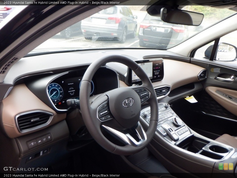 Beige/Black Interior Dashboard for the 2023 Hyundai Santa Fe Hybrid Limited AWD Plug-In Hybrid #146656732