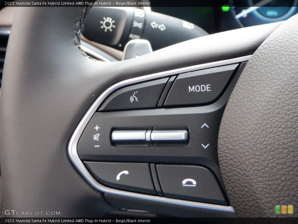 Beige/Black Interior Steering Wheel for the 2023 Hyundai Santa Fe Hybrid Limited AWD Plug-In Hybrid #146657068