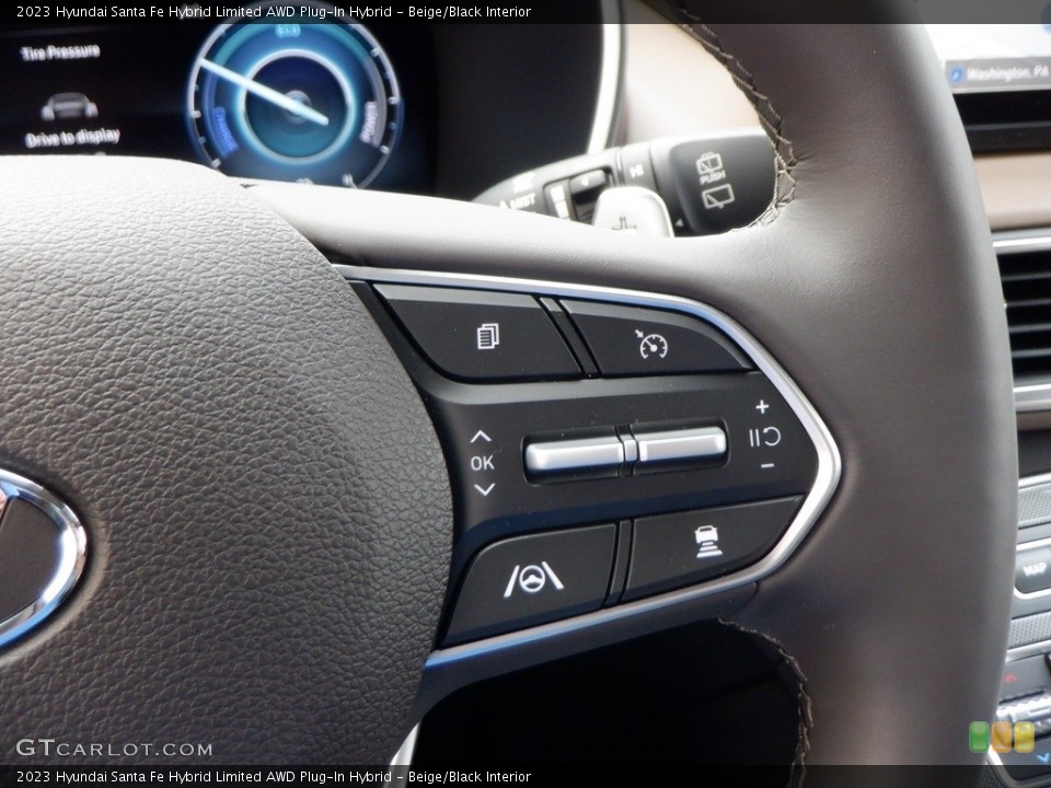 Beige/Black Interior Steering Wheel for the 2023 Hyundai Santa Fe Hybrid Limited AWD Plug-In Hybrid #146657093