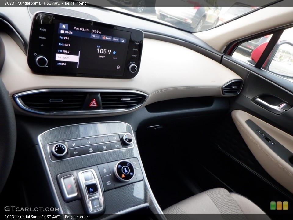 Beige Interior Dashboard for the 2023 Hyundai Santa Fe SE AWD #146657587