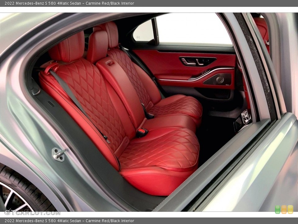Carmine Red/Black Interior Rear Seat for the 2022 Mercedes-Benz S 580 4Matic Sedan #146663494