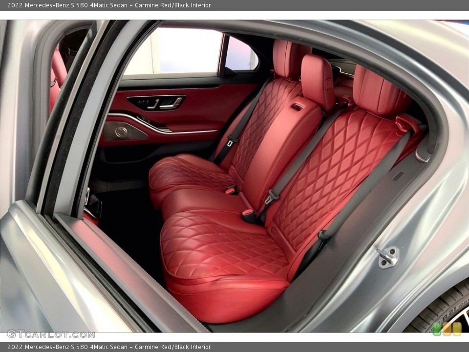 Carmine Red/Black Interior Rear Seat for the 2022 Mercedes-Benz S 580 4Matic Sedan #146663499