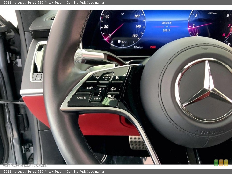 Carmine Red/Black Interior Steering Wheel for the 2022 Mercedes-Benz S 580 4Matic Sedan #146663505