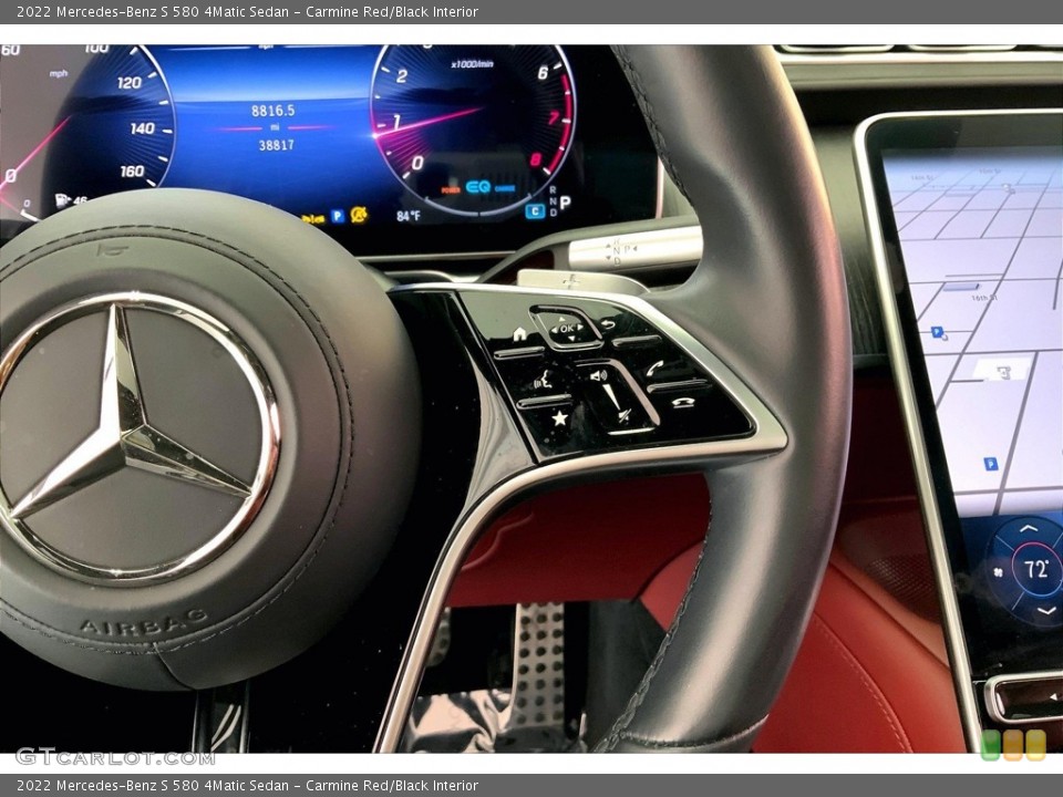 Carmine Red/Black Interior Steering Wheel for the 2022 Mercedes-Benz S 580 4Matic Sedan #146663512