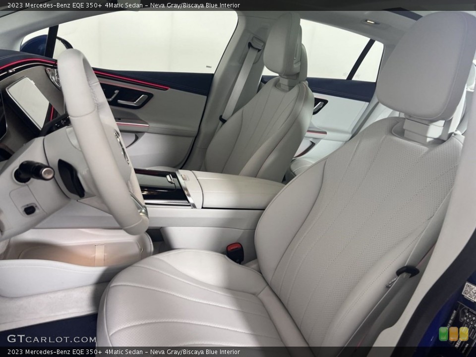 Neva Gray/Biscaya Blue Interior Front Seat for the 2023 Mercedes-Benz EQE 350+ 4Matic Sedan #146664636