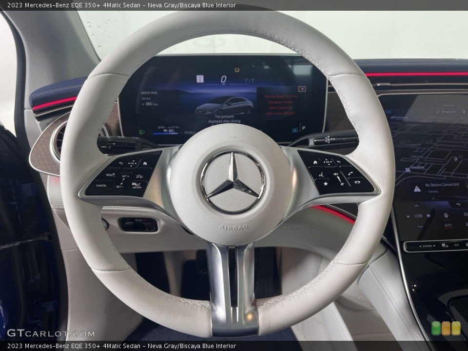 Neva Gray/Biscaya Blue Interior Steering Wheel for the 2023 Mercedes-Benz EQE 350+ 4Matic Sedan #146664755