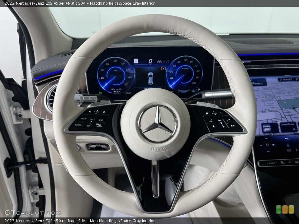 Macchiato Beige/Space Gray Interior Steering Wheel for the 2023 Mercedes-Benz EQS 450+ 4Matic SUV #146665828